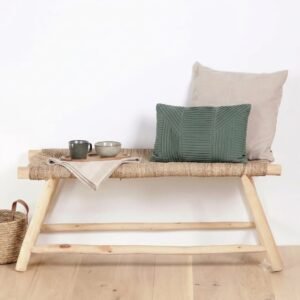 The ethnic bench made of laurel wood and rope